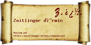 Zeitlinger Ármin névjegykártya